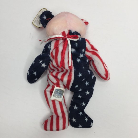 Vintage Ty Beanie Babies July 4 1999 Spangle USA Teddy Bear Red White Blue Stars - Picture 6 of 11